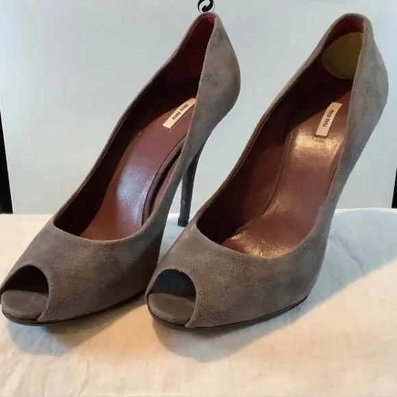 Miu Miu by Prada Grey Suede 4.5" Stilettos EU size 39 - Picture 5 of 6
